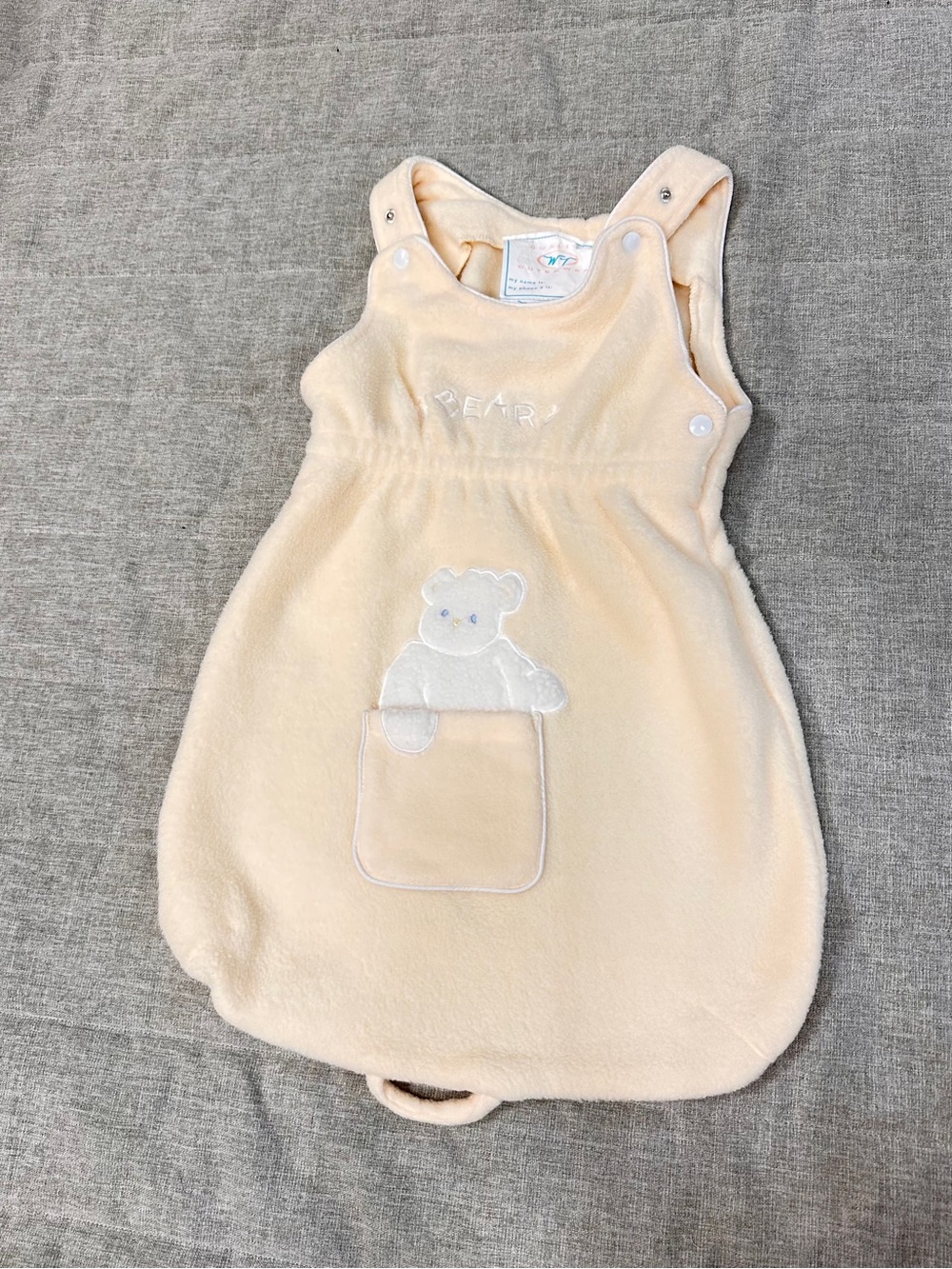 Vintage Weather Tamer Baby Yellow Sleeping Sack Bag 3-6M Teddy Bear Design